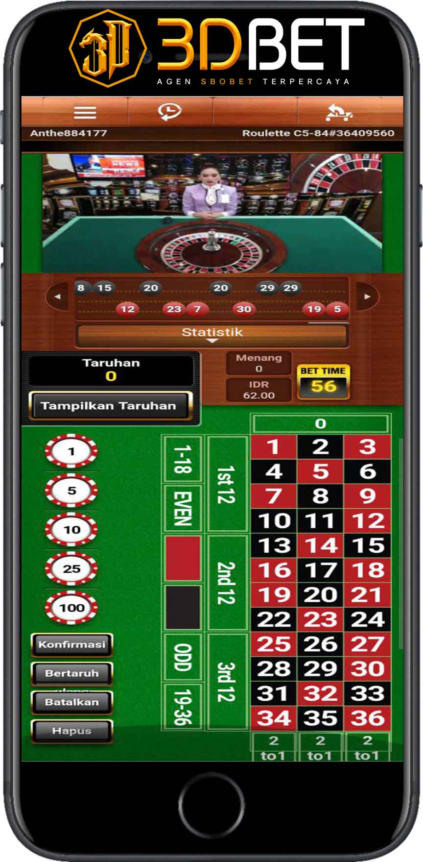 SBOBET Mobile Roulette
