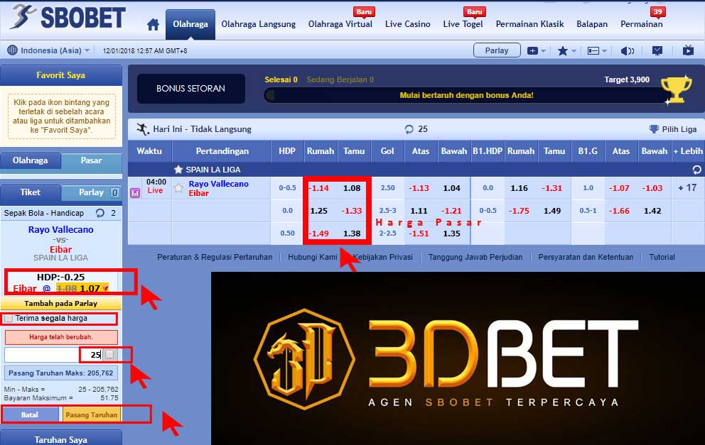 harga pasaran sbobet